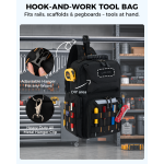 Electrician Tool Chest Bag, Tactical HVAC 3-Point Harness Black 1680D Oxford Water-Resistant | 9L Compact | 18 Pockets | Rigid Hard Handle | MOLLE Webbing | For Ladder & Confined Space